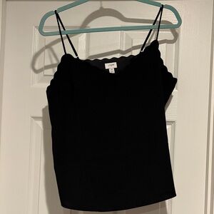 J. Crew Black Scalloped Camisole